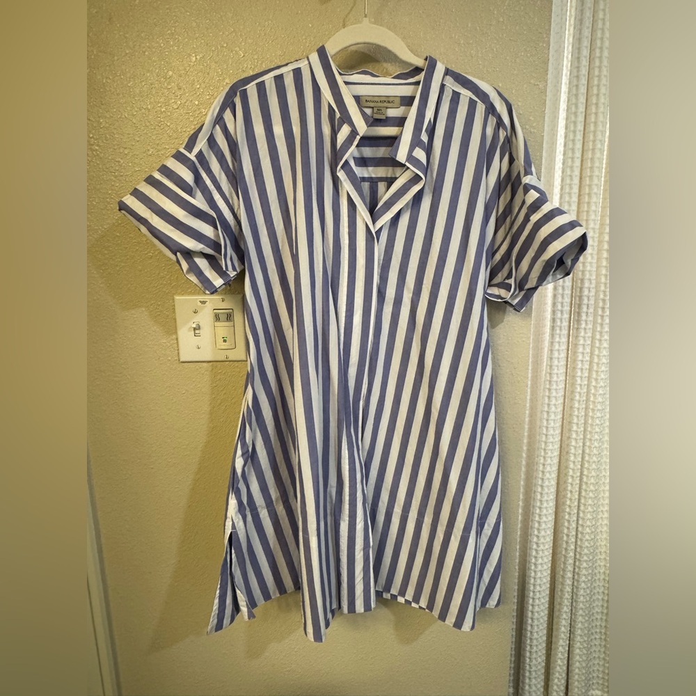 Banana Republic Blue and White Striped Shirt Dress - Picture 3 of 5